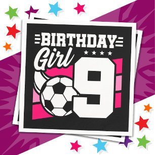 9 Year Old Soccer Football Party 9th Birthday Girl Napkins