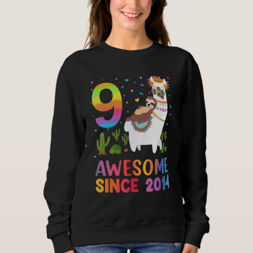 9 Year Old  Teen Girls Awesome Since 2014 9th Birt Sweatshirt