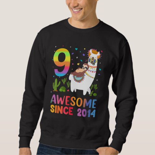 9 Year Old  Teen Girls Awesome Since 2014 9th Birt Sweatshirt