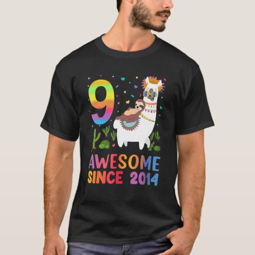 9 Year Old  Teen Girls Awesome Since 2014 9th Birt T_Shirt