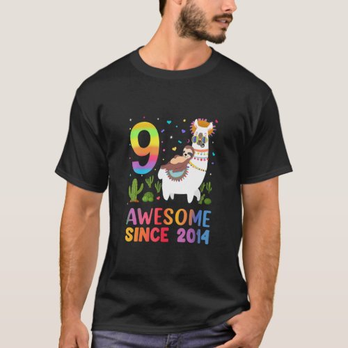 9 Year Old  Teen Girls Awesome Since 2014 9th Birt T_Shirt