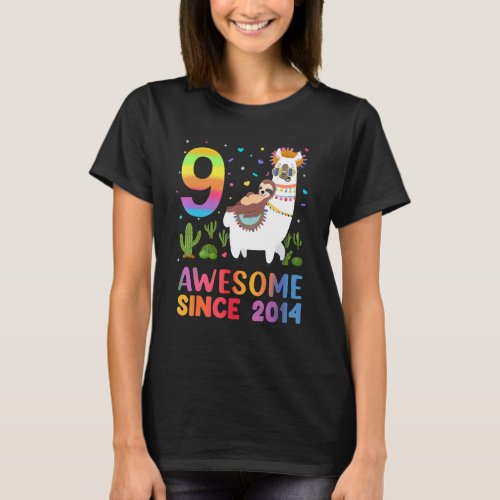 9 Year Old  Teen Girls Awesome Since 2014 9th Birt T_Shirt