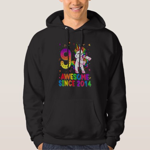 9 Year Old Unicorn Flossing 9th Birthday Girl Unic Hoodie