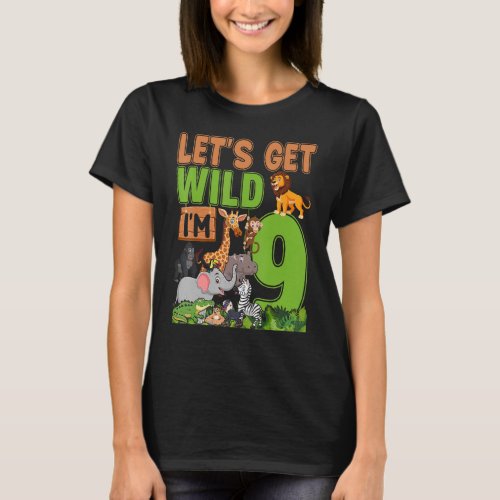 9 Year Old Zoo Birthday Safari Jungle Animal 9th B T_Shirt