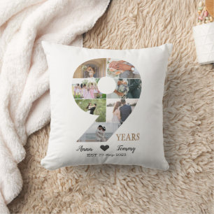 9 Year Wedding Anniversary Throw Pillow