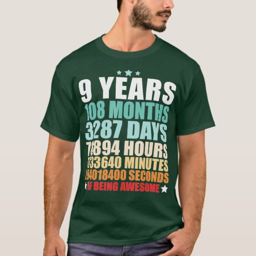 9 Years 108 Months Of Being Awesome Funny Nine Yea T_Shirt