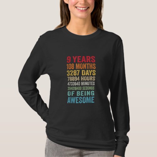 9 Years 108 Months Of Being Awesome Happy 9th Birt T_Shirt