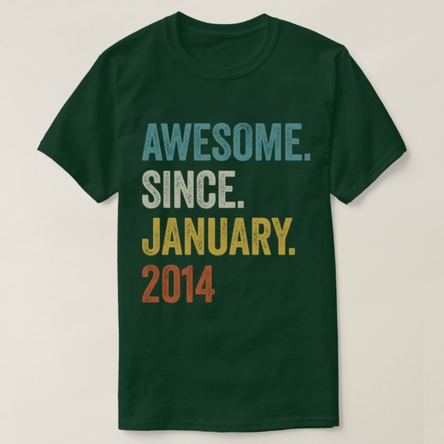 9 Years Awesome Since January 2014 9th Birthday2 T-Shirt (Design Front)