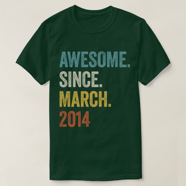 9 Years Awesome Since March 2014 9th Birthday2 T-Shirt (Design Front)