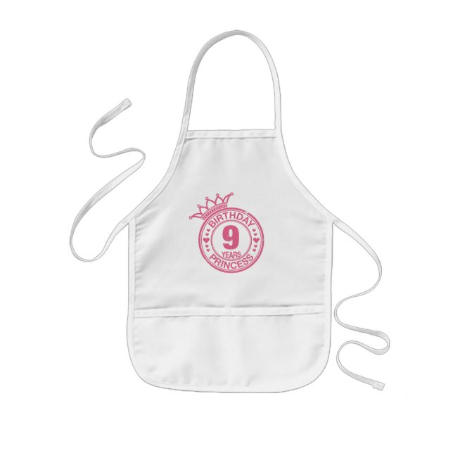 9 years - Birthday Princess - pink Kids' Apron (Front)