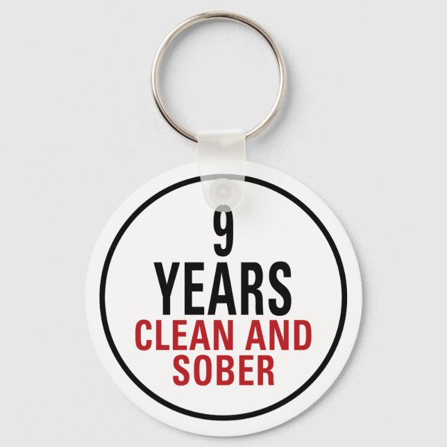 9 Years Clean and Sober Keychain (Front)