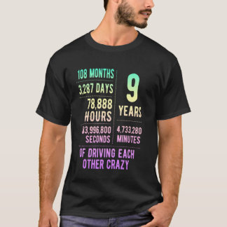 9 Years Married Funny 9th Wedding Anniversary  1 T-Shirt
