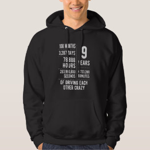 9 Years Married Funny 9th Wedding Anniversary Hoodie