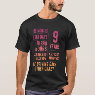 9 Years Married Funny 9th Wedding Anniversary T-Shirt