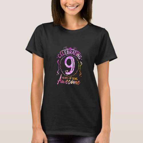 9 Years of Being Awesome    9 Year Old Birthday Ki T_Shirt