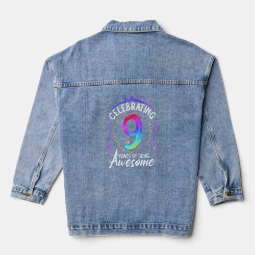 9 Years of Being Awesome  9 Year Old Birthday Kid  Denim Jacket