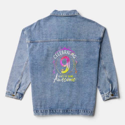 9 Years of Being Awesome  9 Year Old Birthday Kid  Denim Jacket