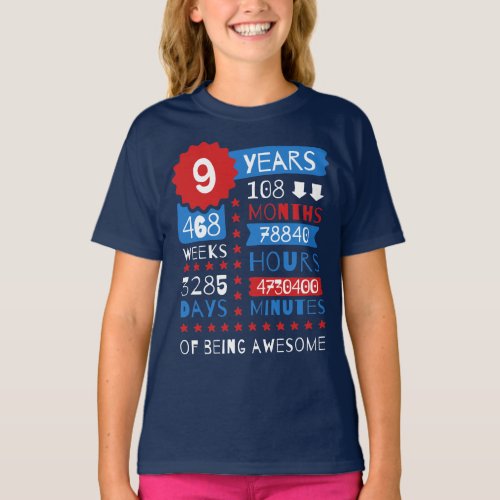9 Years Of Being Awesome _ 9th Birthday Gift Shirt