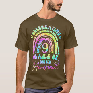 9 Years Of Being Awesome 9th Birthday Girl Tie Dye T-Shirt