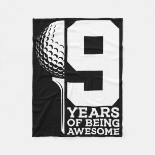 9 Years Of Being Awesome Golf 9th Birthday Fleece Blanket