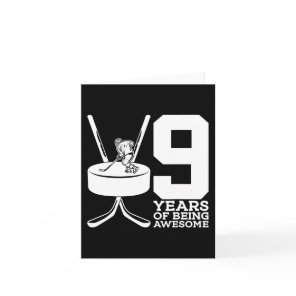 9 YEARS OF BEING AWESOME ICE HOCKEY 9TH BIRTHDAY  CARD