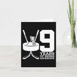 9 YEARS OF BEING AWESOME ICE HOCKEY 9TH BIRTHDAY  CARD