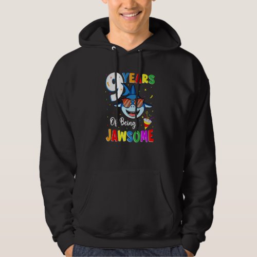 9 Years Of Being Jawsome Shark 9th Birthday 9 Year Hoodie