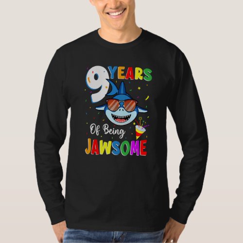 9 Years Of Being Jawsome Shark 9th Birthday 9 Year T_Shirt