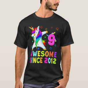 9 Years Old, 9Th Birthday Unicorn Dabbing Awesome T-Shirt