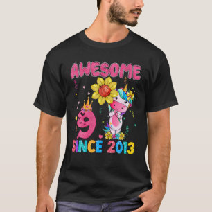 9 Years Old 9Th Birthday Unicorn Gifts Awesome Sin T-Shirt