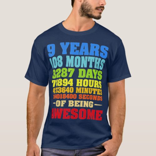 9 Years Old 9th Birthday Vintage Retro  108 Months T_Shirt
