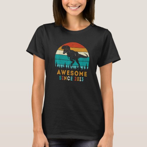 9 Years Old  Awesome Since 2013 Dinosaur 9th Birth T_Shirt
