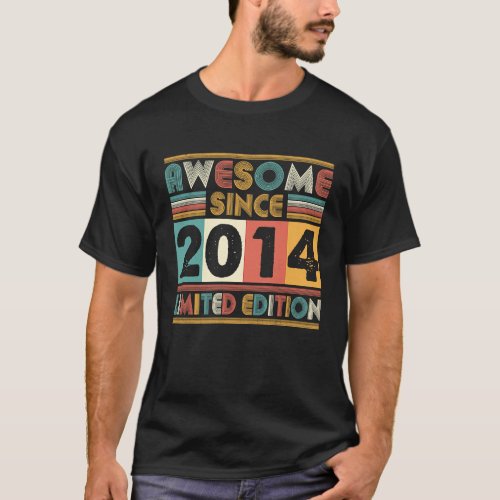 9 Years Old Awesome Since 2014 9th Birthday Made i T_Shirt