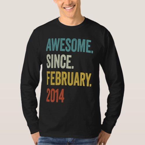 9 Years Old Awesome Since February 2014 9th Birthd T_Shirt
