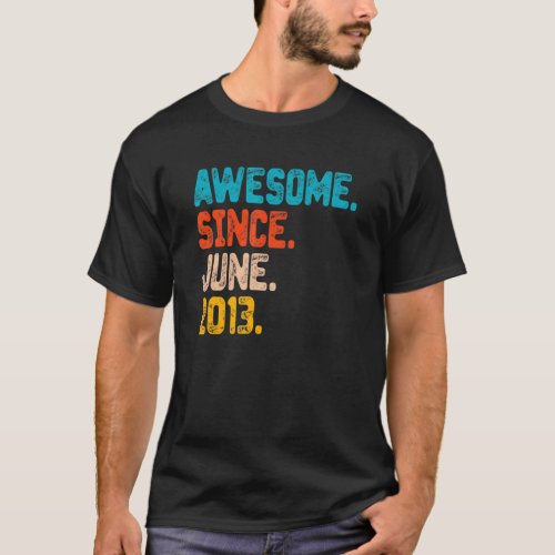 9 Years Old Awesome Since June 2013 9th Birthday V T_Shirt
