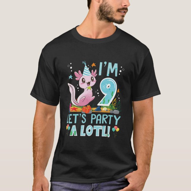9 Years Old Axolotl Lover 9Th Birthday Party Boys T-Shirt (Front)