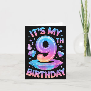 9 Years Old Bday K-p Kids 9th Birthday Girls Kp Bi Card