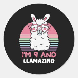 9 Years Old Bday Llamazing 9th Birthday Llama Classic Round Sticker
