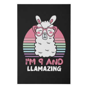 9 Years Old Bday Llamazing 9th Birthday Llama Faux Canvas Print