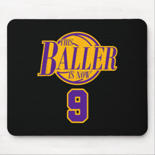 9 Years Old Birthday Basketball Baller Purple And  Mouse Pad