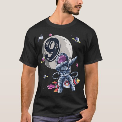 9 Years Old Birthday Boy Astronaut Gifts Space 9th T_Shirt