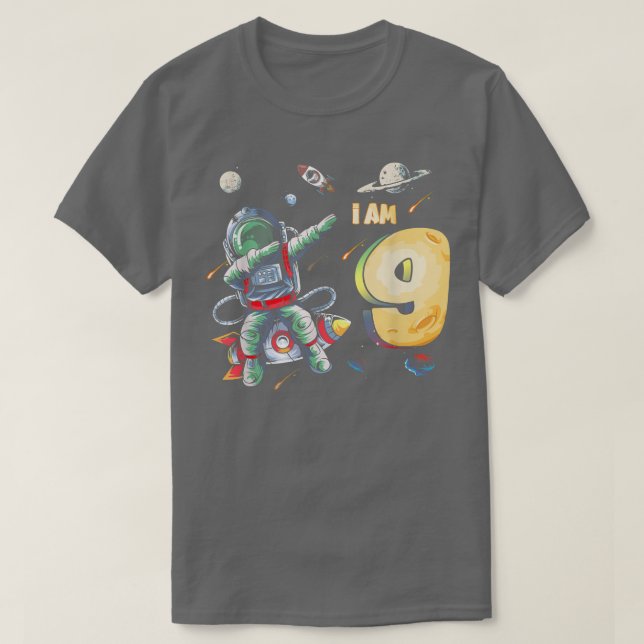 9 Years Old Birthday Boy Astronaut Space 9th Birth T-Shirt (Design Front)