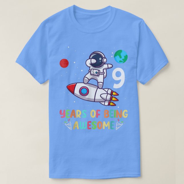 9 Years Old Birthday Boy Astronaut Space 9th Birth T-Shirt (Design Front)