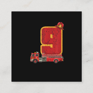 9 Years Old Birthday Boy Gifts Firefighter Square Business Card