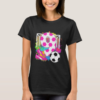 9 Years Old Birthday Girl 9th Birthday Soccer Them T-Shirt