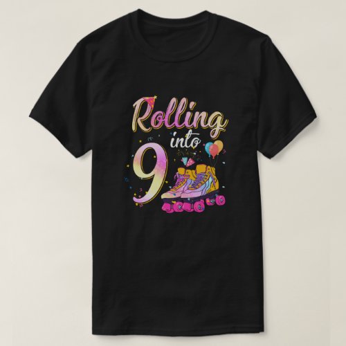 9 Years Old Birthday Girls Roller Skates 80s 9th  T_Shirt