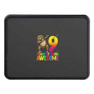 9 Years Old Birthday Sloth Dabbing 9th Birthday Sl Hitch Cover