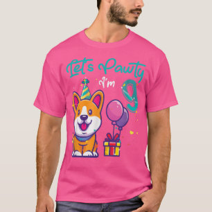 9 Years Old Corgi Dog Lover 9th Birthday Let's Par T-Shirt