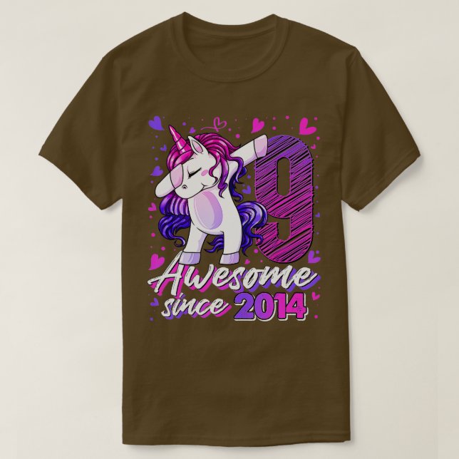 9 Years Old Dabbing Unicorn Gifts 9th Birthday Gir T-Shirt (Design Front)