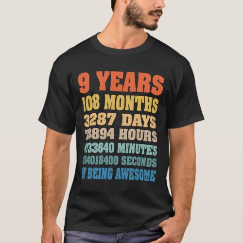 9 Years Old Gifts 9th Birthday  Vintage Retro  T_Shirt